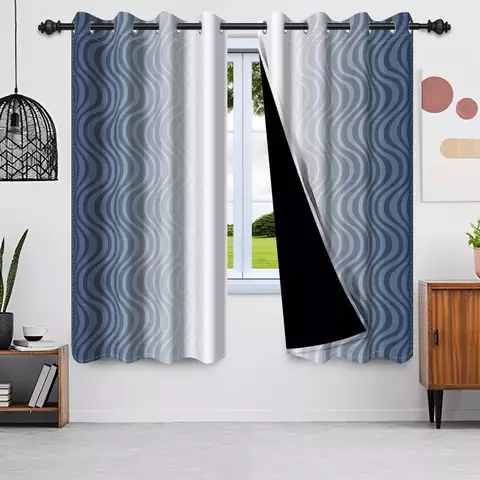 Cortina - 2 unidades/conjunto cor sólida gradiente janela cortina onda padrão cortinas d