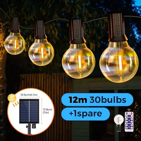 Solar String Lights com lâmpadas LED inquebráveis intempéries iluminadas