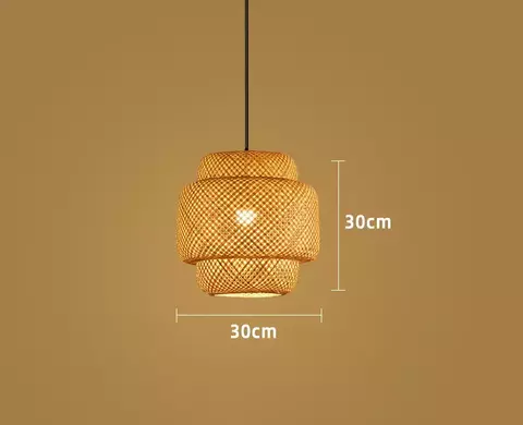 Lanterna de bambu 30cm luminária vime natural vime e27 led lustres tecidos à m