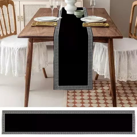 Preto retro design geométrico padrão corredor de mesa restaurante decoração