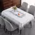 Imagem do Toalha de mesa bordada de renda batilo, branca, floral, retangular, à prova d&#