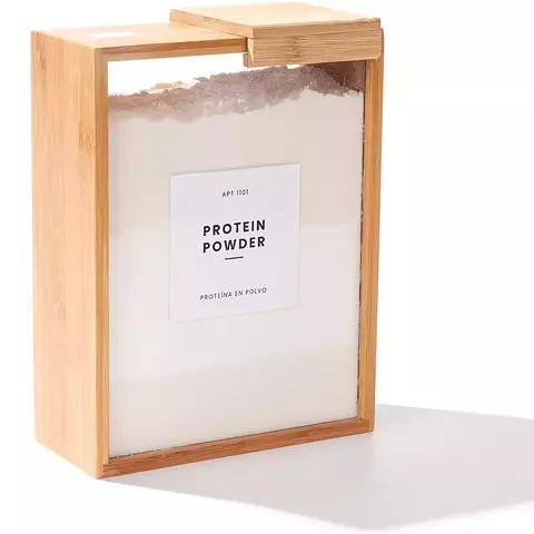 Recipiente de alimentos em madeira de bambu