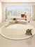 Tapete redondo listrado bege estilo creme arte sala de estar tapetes minimalista - DOMU DECOR