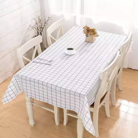 Toalha de mesa nas cores preto e branco impermeável - 1 peça 137x90cm