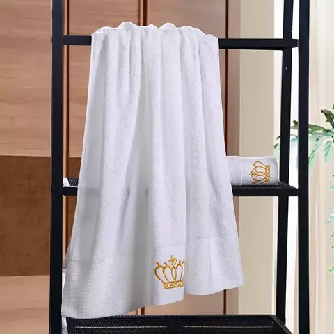 Toalha de algodão super absorvente para adultos Coroa bordada Toalha de banho b