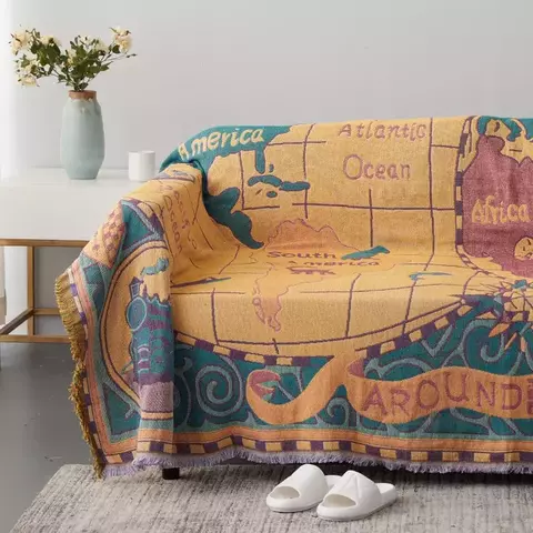 Cidade têxtil europeu jacquard retro mapa cobertor de malha quente sofá toalha