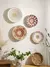 Cesta de parede tecida à mão Boho, decoração de casa suspensa, arte rústica