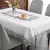 Imagem do Toalha de mesa bordada de renda batilo, branca, floral, retangular, à prova d&#