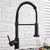 Torneira de cozinha Matte Black Pull Down, Bocal de modos duplos Misturador de água quente e fria Crane Tap, Brass Spring, Torneiras de pia de cozinha - DOMU DECOR