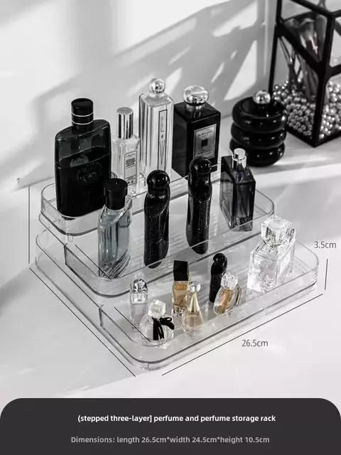 Acrílico de três camadas transparente perfume organizador rack q frasco mini c