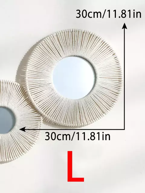 Espelho de parede redondo pendurado espelhos decorativos com corda de cânhamo t