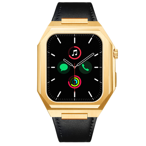 PULSEIRA PARA APPLE WATCH 45MM COURO DOURADA