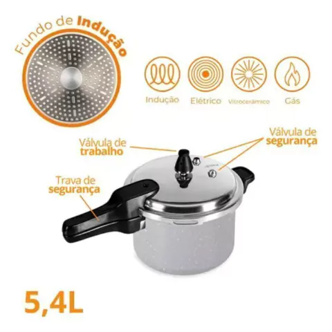 Panela Pressao Super 5,4L Gris Brinox - comprar online
