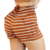 Short Feminino Malha Marrom Listrado AJustável com Top - Trendify