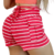 Short Feminino Malha Rosa Listrado AJustável com Top - Trendify