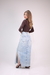 Saia jeans longa lavagem clara na internet