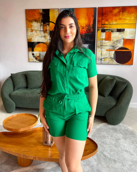 Conjunto Feminino em Viscose – Blusa + Short (CJ2160) - Tranzação Modas