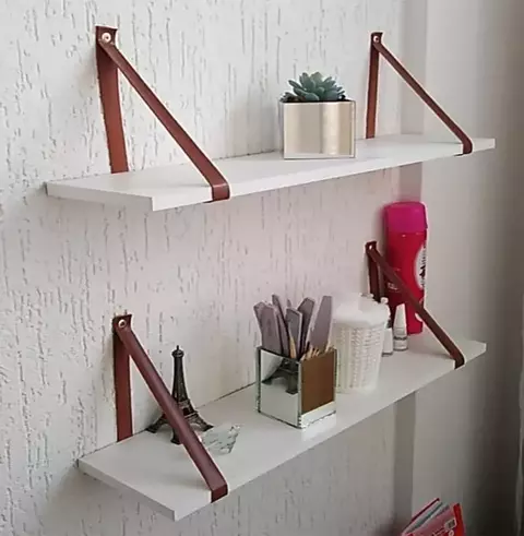 Prateleira MDF com Alças de Couro Sintético - Lure