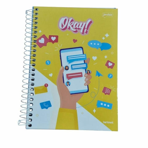 Caderno 1/4 Espiral - 80 Folhas Capa Dura (Good Vibes)
