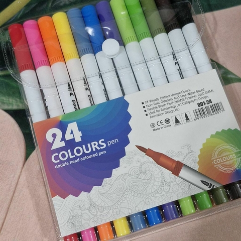 Caneta Brush Pen 24 Cores - Ponta Dupla - comprar online