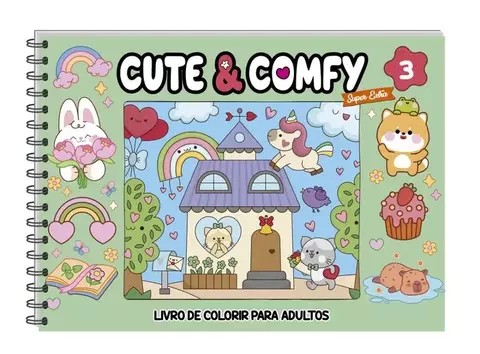 CUTE & COMFY SUPER EXTRA EDICAO 03 - LIVRO DE COLORIR ADULTO - CAPA DURA HOLOGRAFICA
