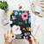 Cuaderno NEGRO A5 cocida c/elástico Flowers RAYADA