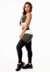 Feminino Calça Legging Levanta Bumbum Preta com Verde Militar e Branco Cintura Alta e Cropped Alcinha Academia Conjunto Fitness | REF: CSV17 na internet