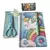 kit CADERNO UNICÓRNIO COM 40 FOLHAS + LÁPIS COM ESCRITA INFINITA,POTE MINI BORRACHA DE BICHINHOS VARIADOS E TESOURA AZUL SEM PONTA