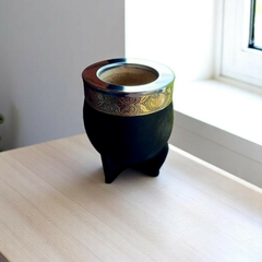 MATE IMPERIAL CALABAZA CUERO LISO NEGRO - Carpincho Parrillas