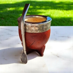 MATE IMPERIAL CALABAZA CUERO LISO BORDO