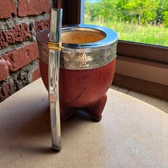 Imagen de MATE IMPERIAL CALABAZA CUERO LISO BORDO