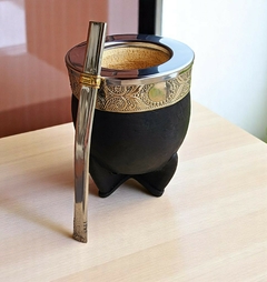 MATE IMPERIAL CALABAZA CUERO LISO NEGRO