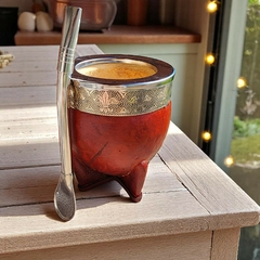 MATE IMPERIAL CALABAZA CUERO LISO BORDO - comprar online
