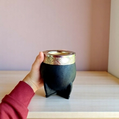 MATE IMPERIAL CALABAZA CUERO LISO NEGRO en internet