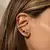 Brinco Earcuff Ovais e Gota de Cristal Rodolita, Cristal Safira, Cristal Morganita