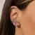 BRINCO EARCUFF FLORES DE CRISTAL TOPÁZIO AZUL, CRISTAL AMETISTA, CRISTAL TURMALINA ROSA E ZIRCÔNIAS COLORIDAS