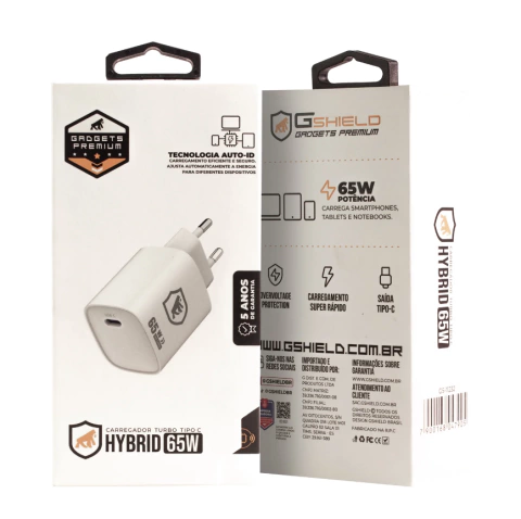 CARREGADOR TURBO TIPO C 65W - HYBRID - BRANCO - comprar online