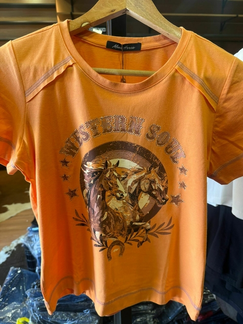 T shirt western soul Moon Horse laranja - comprar online