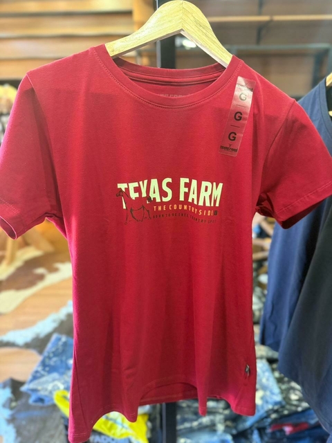 Camiseta feminina Texas Farm vermelha - comprar online