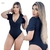 Body Feminino Malha Ribana Preto Decote em V - comprar online