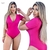 Body Feminino Malha Ribana Rosa Decote em V - comprar online