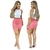 Imagem do Conjunto Feminino Rosa Top + Saia Curta Listrada