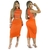 Imagem do Conjunto Feminino Laranja Saia MIDI + Top Listrado