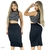 Conjunto Feminino Preto Saia MIDI + Top Listrado - comprar online