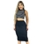 Conjunto Feminino Preto Saia MIDI + Top Listrado na internet