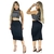 Imagem do Conjunto Feminino Preto Saia MIDI + Top Listrado