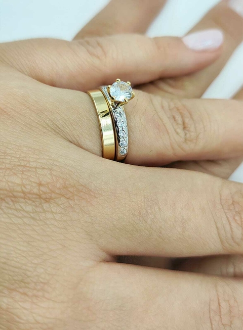 Aliança Semijoia Banhada a Ouro Fina Lisa