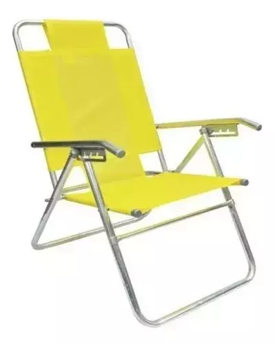 Reposera Silla Aluminio PREMIUM 5 Posiciones Modelo Alto Coversol Color Amarillo