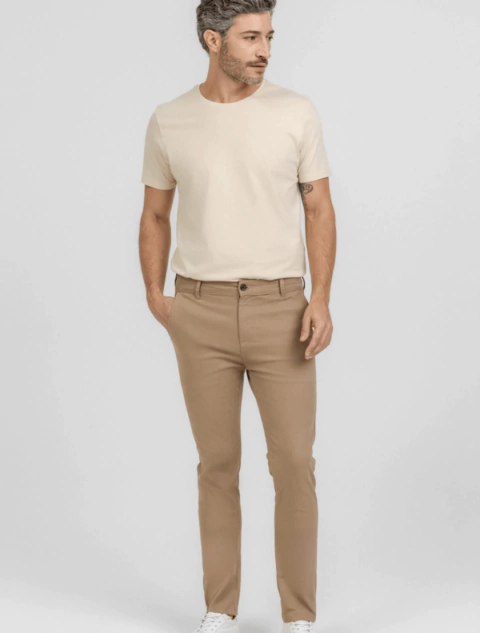 Calça Sarja King&Joe Slim Bolso Faca Caqui