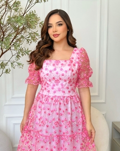 Vestido Nayala bordado Rosa - comprar online